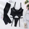 Bras Define Ellolace Lingerie Erótica com Meia Cortada Sutiã Fantasia Obsessiva Roupa Interior Sexy Brasileiro Conjunto Íntimo Sissy Traje 3 peças