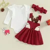 Giyim Setleri Bebek Kız Noel Kıyafetleri Uzun Kollu Romper Geyik Askıya Alt Bant Toddler Xmas Kostüm Noel Baba