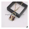 Pendant Necklaces Designer Fashion Brand Letter Ity Pendant Necklaces Mens Womens Golden Chain Geometric Gold Plated Lock Necklace Swe Dhemw