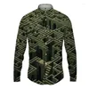 Camicie casual da uomo Moda All-match Camicia a maniche lunghe Primavera e autunno Sport da strada Labirinto stampato in 3D