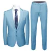 Men's Suits Groom Suit Super Soft Slim Fit Male Slimming Pure Color Blazer Pants Pockets