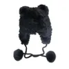 Xthree Rabbit Fur Hat Knitted Winter Balaclava With Ears Caps Women Bomber Hat Ear Flap Cap Casual Winter Trapper Hats Female 240122