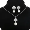 Necklace Earrings Set 2024 Heart-shaped Crystal Bridal Wedding Jewelry Natural Pearl Drop Elegant For Women Accessories