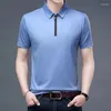 Polos pour hommes 2024 Summer Ice Silk Cool Polo T-shirt à manches courtes Grande chemise mince Business Casual