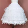 Skirts Women Feather Trim Gorgeous Petticoat Fluffy Bubble Tulle Skirt Crinoline Daily Adjustable Fishbone Bride Wedding Support