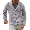 남자 스웨터 겨울 가을 남자 단색 니트 스웨터 버튼 가디건 따뜻한 재킷 코트