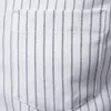 アイオペソンソリッドカラーストライプメンズシャツシングルポケットスタンドカラー男性用ソーシャルシャツ男性240201