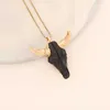 Chokers Boheemse Turquoise kralen ketting Zodiac Bull Head ketting voor vrouwen gepersonaliseerde overdreven Bull Skull hanger ketting YQ240201