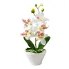 Decorative Flowers 5 Head Butterfly Orchid Potted Set Artificial Flower Bonsai Home Garden Weeding Chritmas Decoration Year Decor