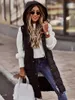 Women's Vests Button Front Hooded Coat Casual Sleeveless Long Length Outerwear Clothing