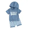 Clothing Sets Infant Baby Boy Summer Outfits Mamas Hoodie With Checkerboard Shorts Set Toddler Clothes