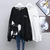 Felpe con cappuccio da donna Kawaii Cartoon Lettera Stampa Oversize Streetwear Felpa femminile Moda coreana Casual Manica lunga Pullover Top da donna