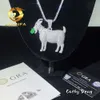 Hip Hop bijoux grande chèvre pendentif personnalisé 18k plaqué or Animal glacé Moissanite diamant chèvre Hiphop pendentif pour collier