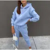 Women Hoodies Two Piece Set Hooded Sweatshirts Pencil Jogger Sweatpants Passar mode Matchande Tracksuit Kvinnkläder 240124