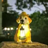 Puppy Night Light Ornament Animal Solar Resin Dog Sculpture Garden Decoration Outdoor Pet Crafts 240122