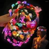 Party Decoration Luminous Rose Wreath Wedding Flower Headband LED Light Garland Women Girl Birthday Christmas Glow Hairband