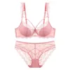 Thin Lined Plus Size Lace Bra and Panties Set Underwear with Bandage Women Push Up Lingerie A B C D E Cup 95C 95D 240127