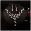 Zircon Wedding Jewelry Sets Choker Necklace Wedding Necklaces and Earrings for Women Floral Wedding Accessories298R