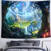 Arazzi Arazzo Castello Foresta di Funghi Fiaba Trippy Farfalla Colorata Appeso a Parete per Dormitorio Domestico Decorazioni Fantasia