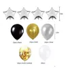 Party Decoration Black Gold Balloon PL Flag Birthday Layout Fish Tail Tassel Paper Flower Ball Five Pointed Star Package Decoration Em DHDH6