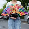 Decorative Figurines Gradient Colorful Reflective Foldable Fan Magic Soft 33cm Large Cloth Dance Pography Props Disco Festival