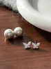 Boucles d'oreilles en forme de boule de papillon pour femmes, bijoux gris brillant en Zircon, vente en gros, 2024