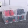 Trasparente 1-12 pezzi Set di scatole di scarpe pieghevoli portaoggetti in plastica trasparente porta di casa armadio organizzatore scaffale scaffale all'ingrosso 240130
