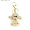 Keychains Lanyards Crystal Rhinestones Poodle Teddy Dog Key Chain Kawaii Puppy Alloy Keyring Handbag Purse Keys Accessories Fashion Jewelry Gift Q240201