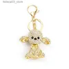 Schlüsselanhänger Lanyards Kristall Strass Pudel Teddy Hund Schlüsselanhänger Kawaii Welpe Legierung Schlüsselanhänger Handtasche Geldbörse Schlüssel Accessoires Modeschmuck Geschenk Q240201