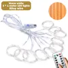 سلاسل الستار LED String Lights Marland Marland Decoration 8 أوضاع USB التحكم عن بُعد العطلة حفل زفاف Fairy For Bedroom Home