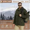 ALPHA CAMP Jaqueta sopradora masculina à prova d'água, casaco de inverno à prova de vento, manga comprida, quente, com capuz, jaqueta de inverno acolchoada