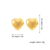 Stud Earrings Vintage Metal Gold-plated Smooth Love Heart Large For Women Chunky Stainless Steel Daily Jewelry Accessory