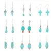 Kolczyki Dangle Vintage Turquoise Ethnic Style 2024 Bohemia Personality Projekt geometryczny dla kobiet biżuteria hurtowa