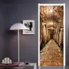 DIY 3D Muursticker Muurschildering Home Decor Eiken vaten in wijnkelder Art Verwijderbare Deur Sticker decole 77 200 cm T2006102711