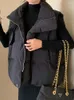 여자 조끼 블랙 패딩 조끼 여성 가을 ​​겨울 민소매 다운 재킷 여성 한국 패션 캐주얼 느슨한 스탠드 고리 지퍼 양식 코트
