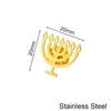 Brooches Menorah Brooch For Mens Stainless Steel Jewish Jerusalem Faith Badge Hanukkah Pins God Shabbat Jewelry Suit Shirt Accessories