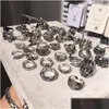 Band Rings 20Pcs/Lot Vintage Punk Antique Sier Color Metal Skl Snake For Men Women Mix Style Party Gifts Adjustable Openi Drop Deliv Dhjxy