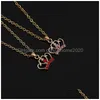 Pendentif Colliers Mode Rouge Strass Couronne Pendentif Plaqué Or Collier Alliage Sud-Américain Meilleurs Amis Bff Coeur Enfants Cou Dh4Ai