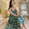 Mulheres sleepwear mulheres camisola verão um tamanho solto loungewear lingerie gota flor sling camisolas noite vestido sexy