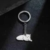 Keychains Lanyards Lucky Happy Cat Metal Keychain Charms For Women Stainless Steel Chain For Keyring Making Supplies Keyholders With Free Shipping Q240201