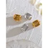 Charm 14k Yellow Gold Chunky Geometric Unusual Earrings Personalized Rust Proof Jewelry Bijoux Femme