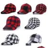 Chapeaux de fête Corée Style Plaid Coton Casquettes De Baseball Queue De Cheval Chapeau De Boule Femmes Hommes Casquette À Visière En Plein Air Snapback Réglable Hip-Hop Visière Chapeau Dhnhb