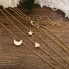 Chokers Crystal Zircon Heart Star Charm Layered Pendant Necklace Set for Women Charms Fashion Square Rhinestone Female Vintage Jewelry YQ240201