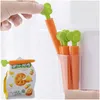 Clips de sac Pinces de scellage Clip de fermeture de sac alimentaire Clip de fermeture en forme de carotte de dessin animé Pince étanche à l'humidité Accessoires de cuisine Kee frais Livraison directe Ho Dhe7I