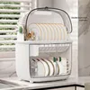 Kitchen Storage Luxury Dish Drying Rack Double-layer Drainer Cupboard Tableware Bowl Organizer Utensils