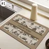 Mattor Köksmatta Torkning av matta Absorberande Tabelledaravlopp Pad Non-Slip Placemat för kaffekopp Retro Draining Mats Mattor