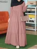 Ethnic Clothing Muslim Fashion Hijab Dress Turkey Dubai Abaya Kaftan Islam ZANZEA Elegant Sundress Abayas For Women Solid Vestidos 2024