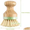 クリーニングブラシNewbamboo Wood Round Mini Palm Scrub Brush Stiff Bristles Wet Cleaning Wash Dishes Pots Pan