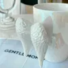 Ins estilo branco caneca de cerâmica asas de anjo escritório casa café leite porcelana copo criativo drinkware casal presente exclusivo 400ml canecas 240130