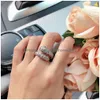 Z bocznymi kamieniami pierścień złotą klasyczną biżuterię modową dla kobiet Rose Gold Wedding Luxurious FL Wierkło Wąż Otwarty rozmiar Del Dh3mg